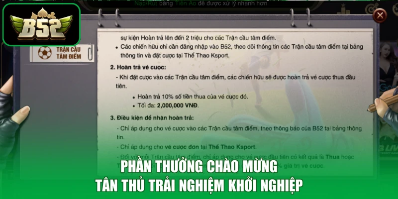 Khuyến Mãi B52 2 Phần thưởng chào mừng tân thủ trải nghiệm khởi nghiệp