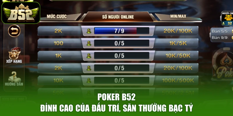 Poker B52 - Đỉnh Cao Của Đấu Trí, Săn Thưởng Bạc Tỷ