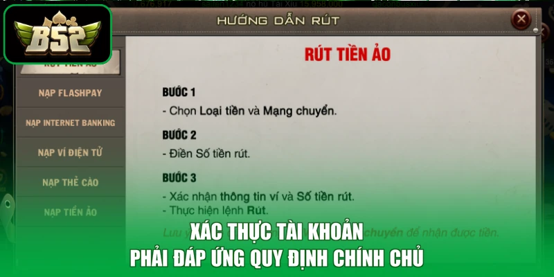 Xác thực tài khoản phải đáp ứng quy định chính chủ
